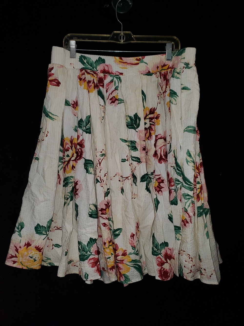 Torrid Cream Floral Circle Skirt with Pink, Yellow & Green Bloom Print